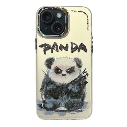 

For iPhone 13 Electroplated Lens Ring Cartoon Animal Phone Case(Panda)
