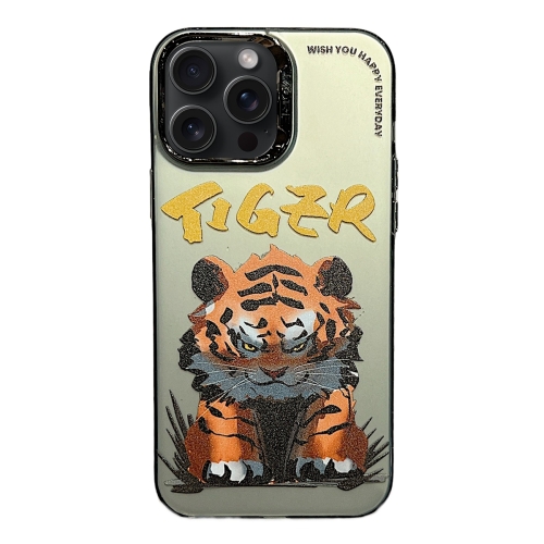 

For iPhone 13 Pro Max Electroplated Lens Ring Cartoon Animal Phone Case(Tiger)