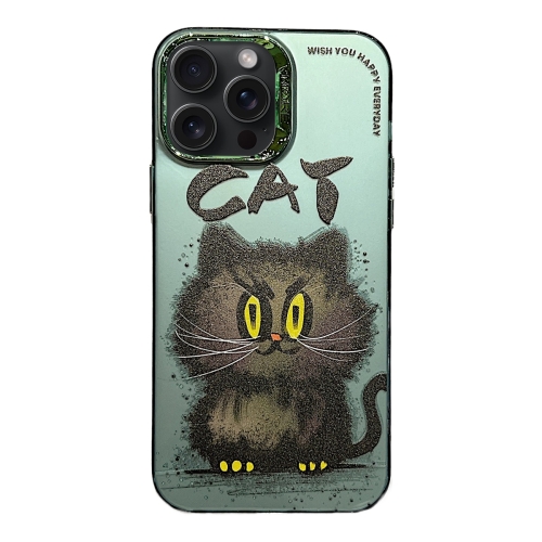 

For iPhone 14 Pro Electroplated Lens Ring Cartoon Animal Phone Case(Cat)