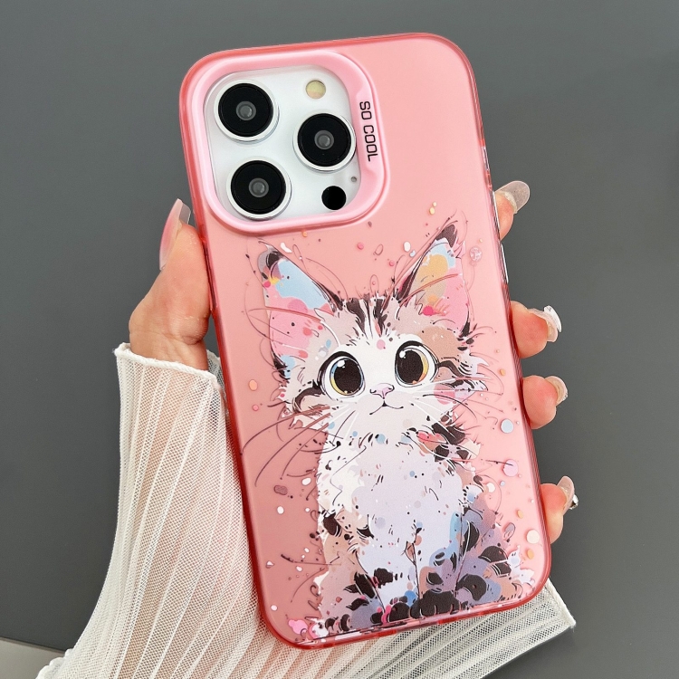 

For iPhone 15 Pro Dual-sided IMD Animal Graffiti TPU + PC Phone Case(Elegant Cat)