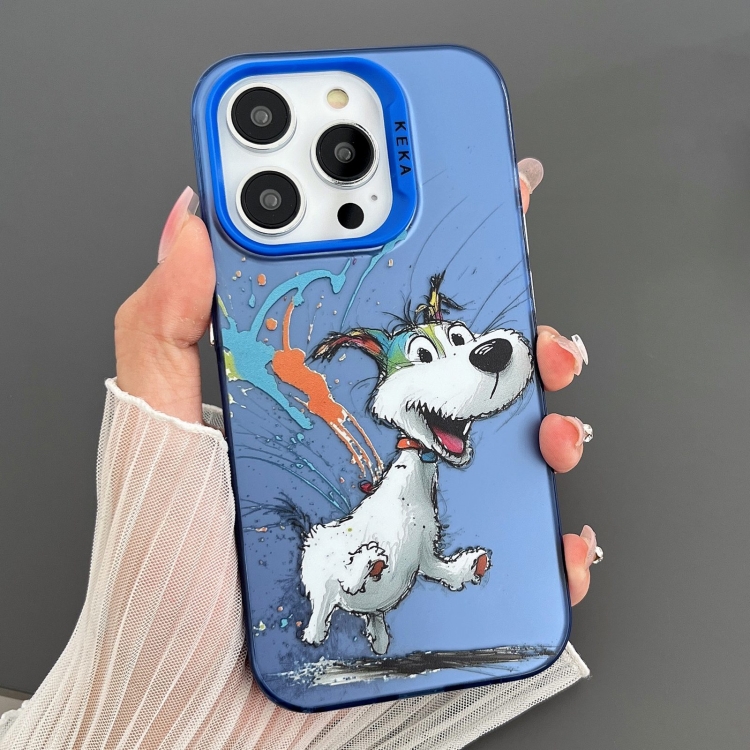 

For iPhone 15 Pro Dual-sided IMD Animal Graffiti TPU + PC Phone Case(Running Dog)