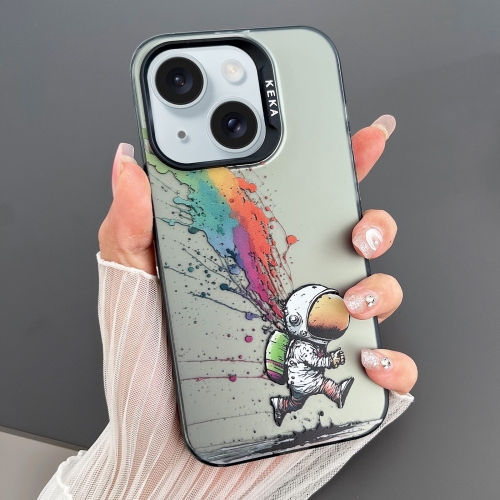 

For iPhone 15 Dual-sided IMD Animal Graffiti TPU + PC Phone Case(Running Astronauts)