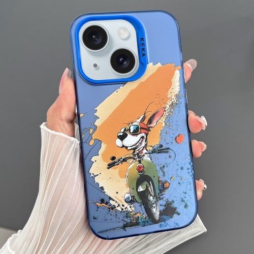 

For iPhone 15 Dual-sided IMD Animal Graffiti TPU + PC Phone Case(Electromobile Dog)