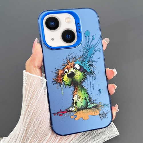 

For iPhone 14 Dual-sided IMD Animal Graffiti TPU + PC Phone Case(Fallen Dog)