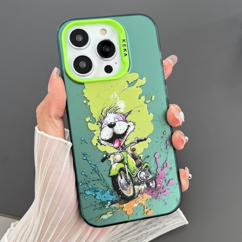 

For iPhone 14 Pro Max Dual-sided IMD Animal Graffiti TPU + PC Phone Case(Motorcycle Dog)