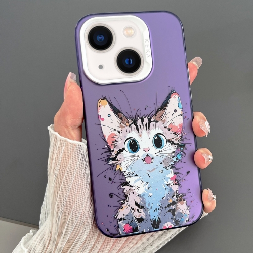 

For iPhone 13 Dual-sided IMD Animal Graffiti TPU + PC Phone Case(Stunned Cat)