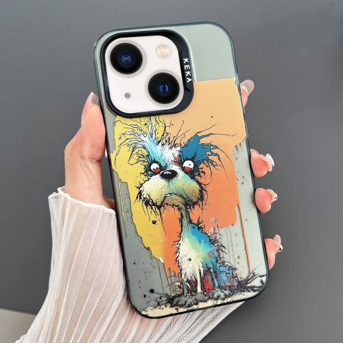 

For iPhone 13 Dual-sided IMD Animal Graffiti TPU + PC Phone Case(Furious Dog)