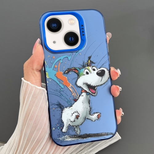 

For iPhone 13 Dual-sided IMD Animal Graffiti TPU + PC Phone Case(Running Dog)