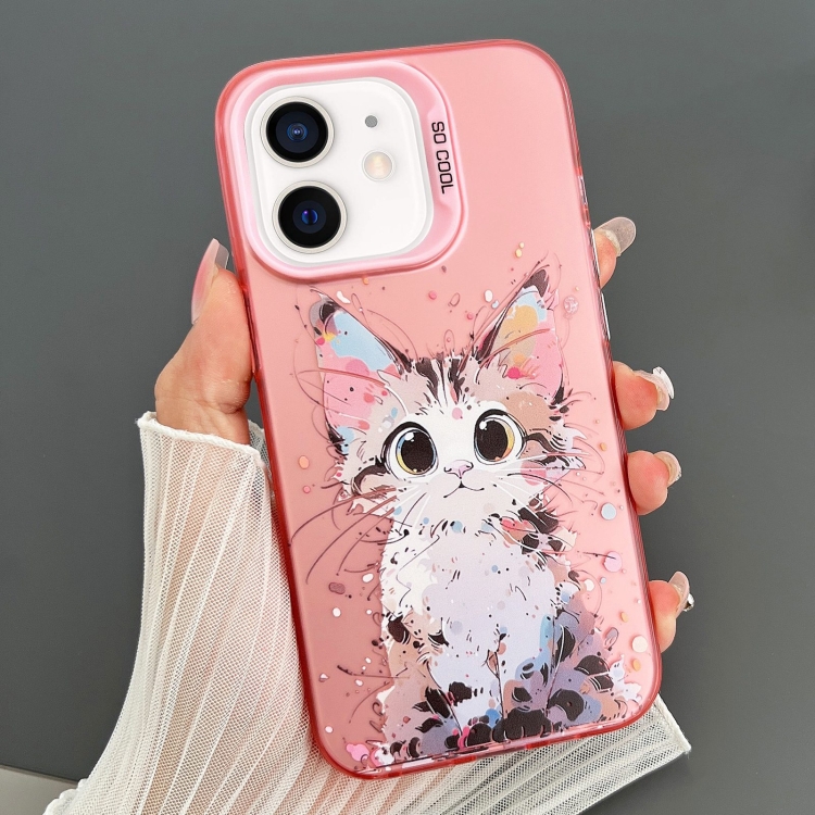 

For iPhone 12 Dual-sided IMD Animal Graffiti TPU + PC Phone Case(Elegant Cat)