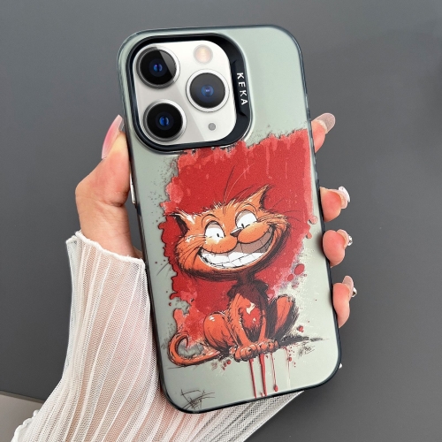 

For iPhone 11 Pro Max Dual-sided IMD Animal Graffiti TPU + PC Phone Case(Grinning Cat)