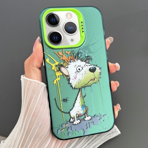 

For iPhone 11 Pro Max Dual-sided IMD Animal Graffiti TPU + PC Phone Case(Melting White Green Dog)