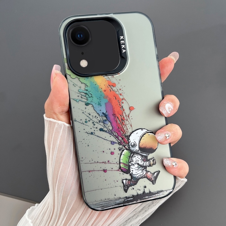

For iPhone XR Dual-sided IMD Animal Graffiti TPU + PC Phone Case(Running Astronauts)