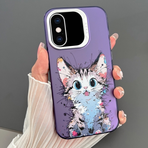 

For iPhone XS Max Dual-sided IMD Animal Graffiti TPU + PC Phone Case(Stunned Cat)