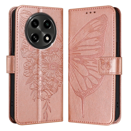 

For OPPO A2 Pro 5G / A3 Pro 5G Embossed Butterfly Leather Phone Case(Rose Gold)