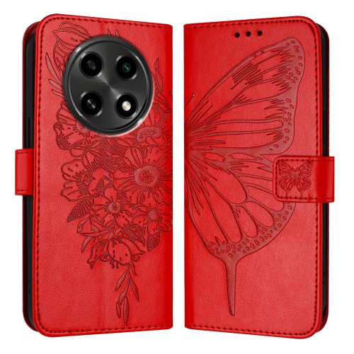 

For OPPO A2 Pro 5G / A3 Pro 5G Embossed Butterfly Leather Phone Case(Red)
