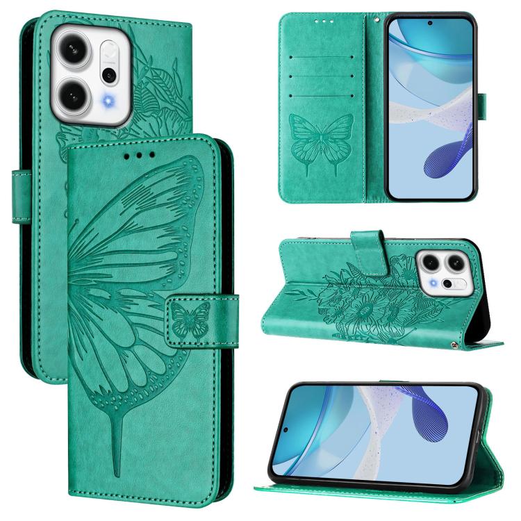 

For OPPO Reno14 Pro 5G Global Embossed Butterfly Leather Phone Case(Green)