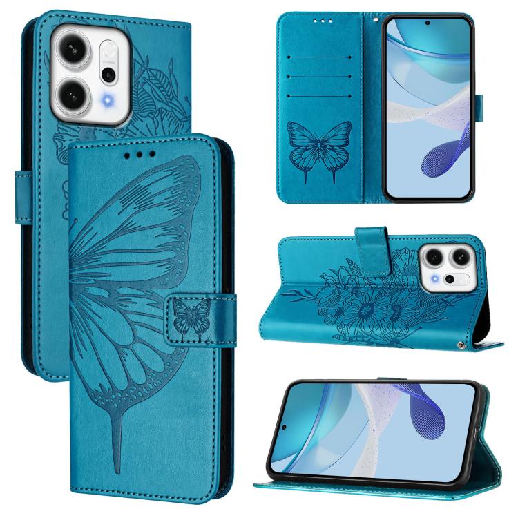

For OPPO Reno14 Pro 5G Global Embossed Butterfly Leather Phone Case(Blue)