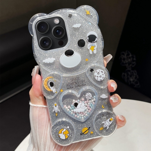 

For iPhone 15 Pro Max Bear Shaped Painted TPU Phone Case(Astronaut)