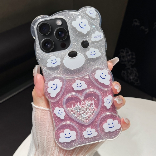 

For iPhone 15 Pro Bear Shaped Painted TPU Phone Case(Cloud)