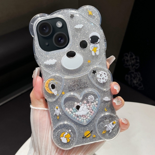 

For iPhone 14 Bear Shaped Painted TPU Phone Case(Astronaut)