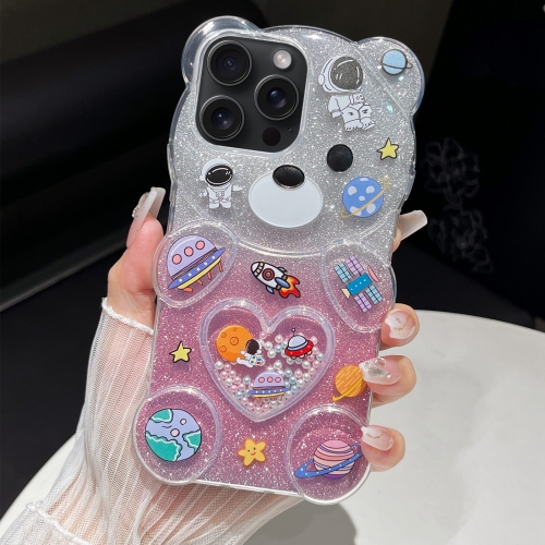 

For iPhone 14 Pro Bear Shaped Painted TPU Phone Case(Space)