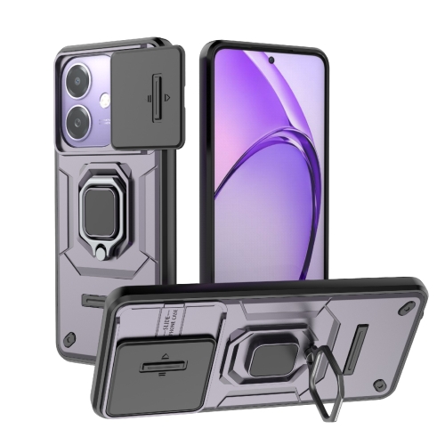 

For OPPO A3X 5G Sliding Camshield TPU + PC Shockproof Phone Case with Holder(Purple)