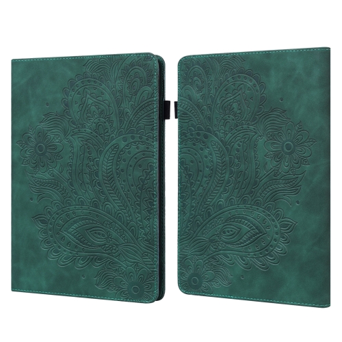 

For Amazon Kindle Paperwhite 5 2021 Peacock Embossed Pattern Leather Tablet Case(Green)