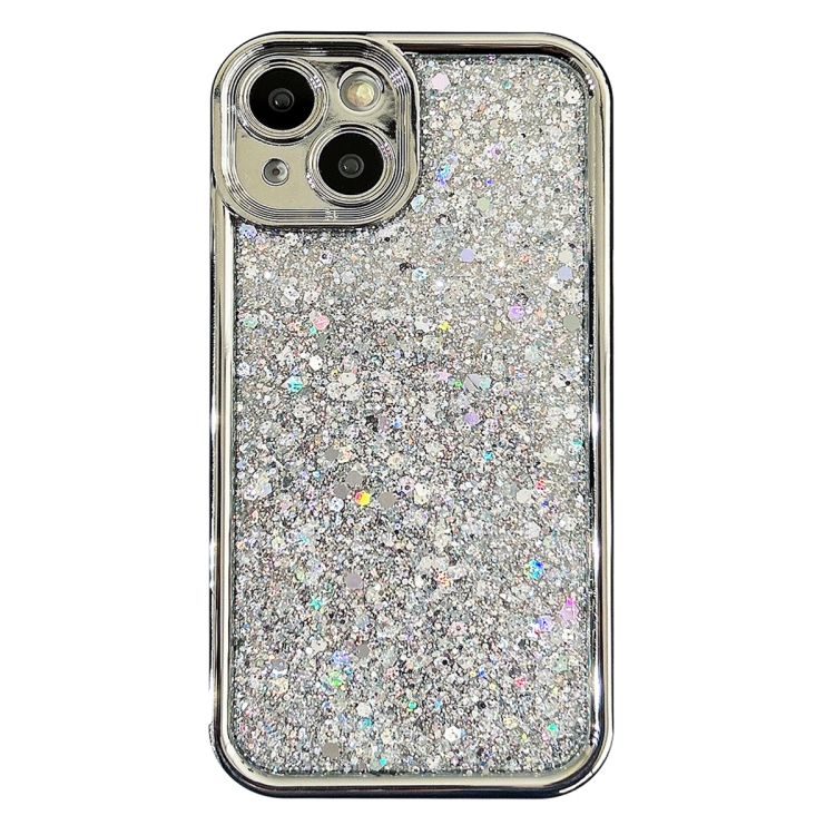 

For iPhone 15 Plus Electroplated TPU Glitter Powder Phone Case(Silver)