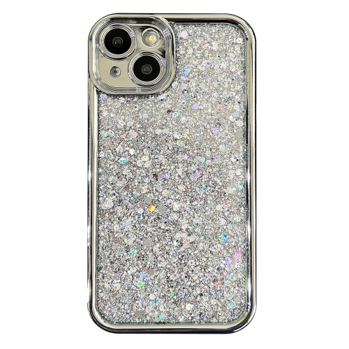 

For iPhone 14 Plus Electroplated TPU Glitter Powder Phone Case(Silver)