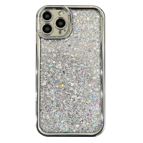 

For iPhone 14 Pro Electroplated TPU Glitter Powder Phone Case(Silver)