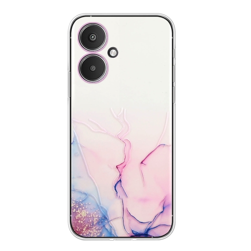 For Xiaomi Redmi 13C 5G / Poco M6 / Redmi 13R Hollow Marble Pattern TPU Straight Edge Phone Case(Pink)