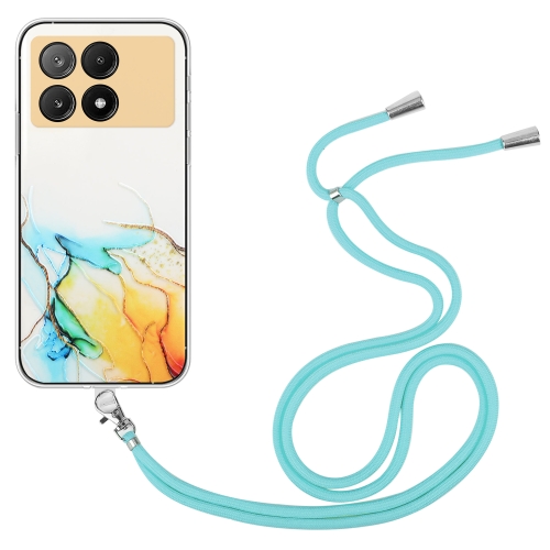 

For Xiaomi Redmi K70E / Poco X6 Pro 5G Hollow Marble Pattern TPU Phone Case with Neck Strap Rope(Yellow)