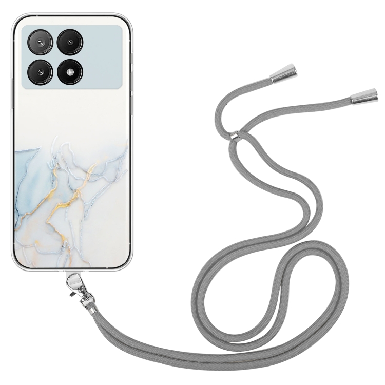 

For Xiaomi Redmi K70E / Poco X6 Pro 5G Hollow Marble Pattern TPU Phone Case with Neck Strap Rope(Grey)
