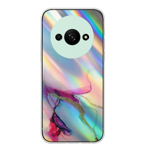 

For Xiaomi Redmi A3 4G Laser Marble Pattern Clear TPU Protective Phone Case(Green)