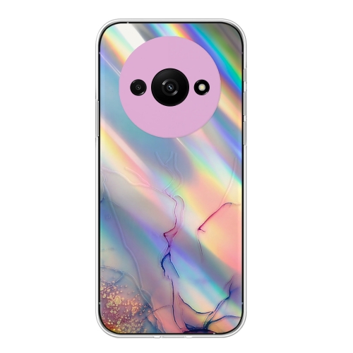 

For Xiaomi Redmi A3 4G Laser Marble Pattern Clear TPU Protective Phone Case(Pink)