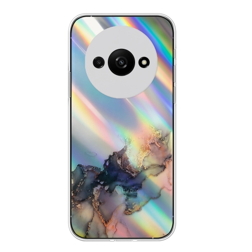 

For Xiaomi Redmi A3 4G Laser Marble Pattern Clear TPU Protective Phone Case(Black)