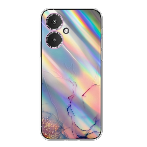 

For Xiaomi Redmi 13C 5G / Poco M6 / Redmi 13R Laser Marble Pattern Clear TPU Protective Phone Case(Pink)