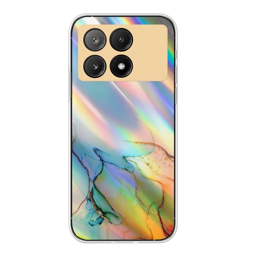 

For Xiaomi Redmi K70E / Poco X6 Pro 5G Laser Marble Pattern Clear TPU Protective Phone Case(Yellow)