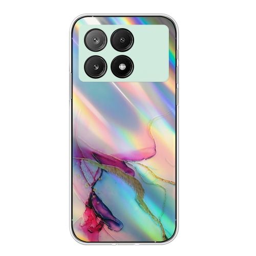 

For Xiaomi Redmi K70E / Poco X6 Pro 5G Laser Marble Pattern Clear TPU Protective Phone Case(Green)