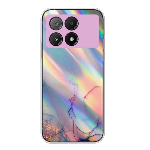 

For Xiaomi Redmi K70E / Poco X6 Pro 5G Laser Marble Pattern Clear TPU Protective Phone Case(Pink)