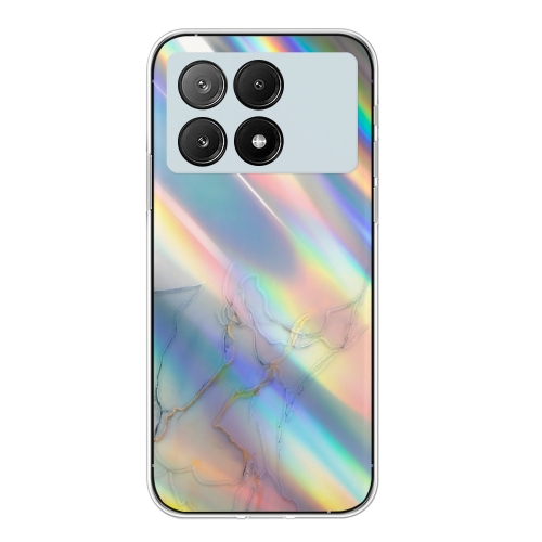 

For Xiaomi Redmi K70E / Poco X6 Pro 5G Laser Marble Pattern Clear TPU Protective Phone Case(Grey)