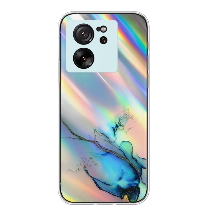 

For Xiaomi 13T / 13T Pro Laser Marble Pattern Clear TPU Protective Phone Case(Blue)