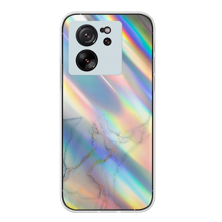 

For Xiaomi 13T / 13T Pro Laser Marble Pattern Clear TPU Protective Phone Case(Grey)