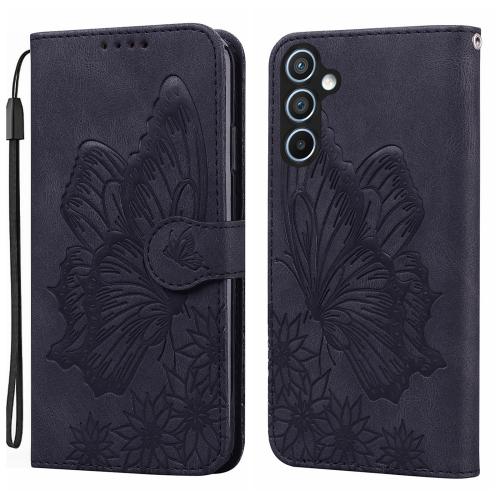 

For Samsung Galaxy A56 5G Retro Skin Feel Butterflies Embossing Horizontal Flip Leather Phone Case(Black)