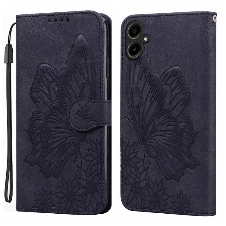 

For Samsung Galaxy A07 4G / A06 4G Retro Skin Feel Butterflies Embossing Horizontal Flip Leather Phone Case(Black)