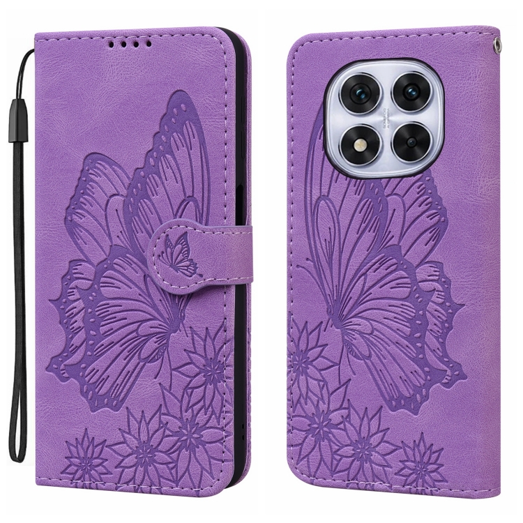 

For Redmi Note 14 Pro 5G Retro Skin Feel Butterflies Embossing Horizontal Flip Leather Phone Case(Purple)