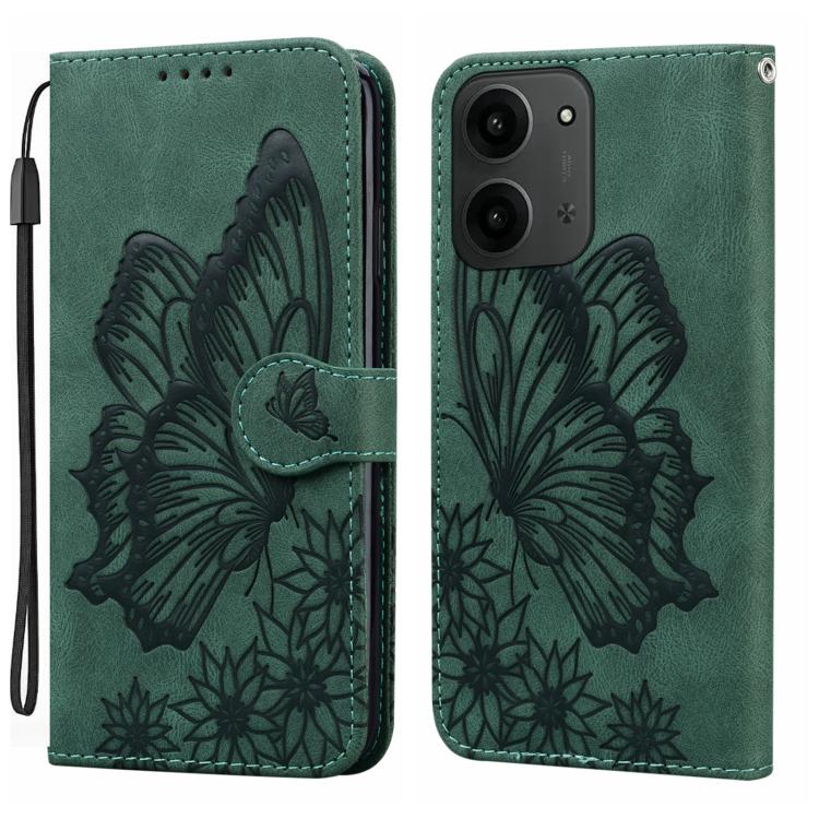 

For Redmi 15C 5G / 4G EU 173mm Retro Skin Feel Butterflies Embossing Horizontal Flip Leather Phone Case(Green)