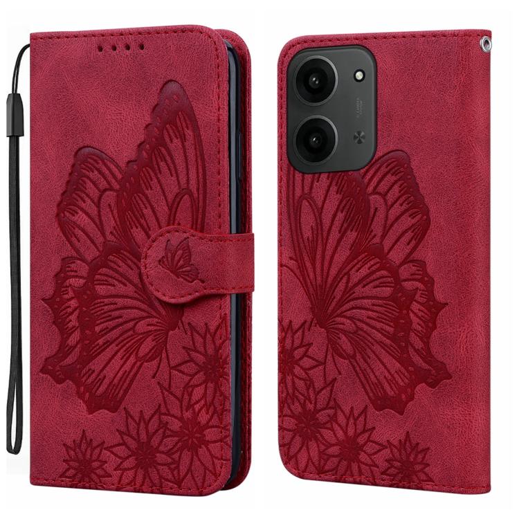 

For Redmi 15C 5G / 4G EU 173mm Retro Skin Feel Butterflies Embossing Horizontal Flip Leather Phone Case(Red)