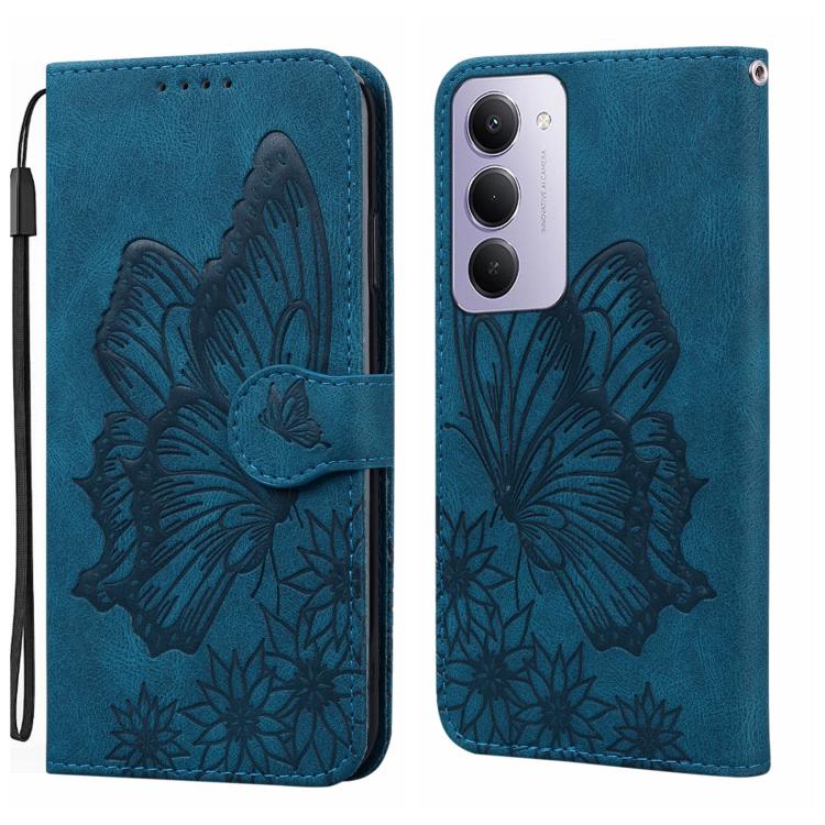 

For Redmi 15 5G Global / 4G SEA 169.5mm Retro Skin Feel Butterflies Embossing Horizontal Flip Leather Phone Case(Blue)