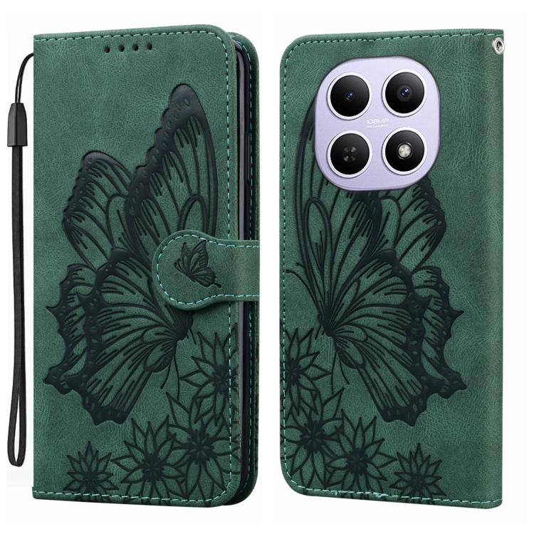 

For Redmi Note 15 4G / 5G Global 164mm Retro Skin Feel Butterflies Embossing Horizontal Flip Leather Phone Case(Green)